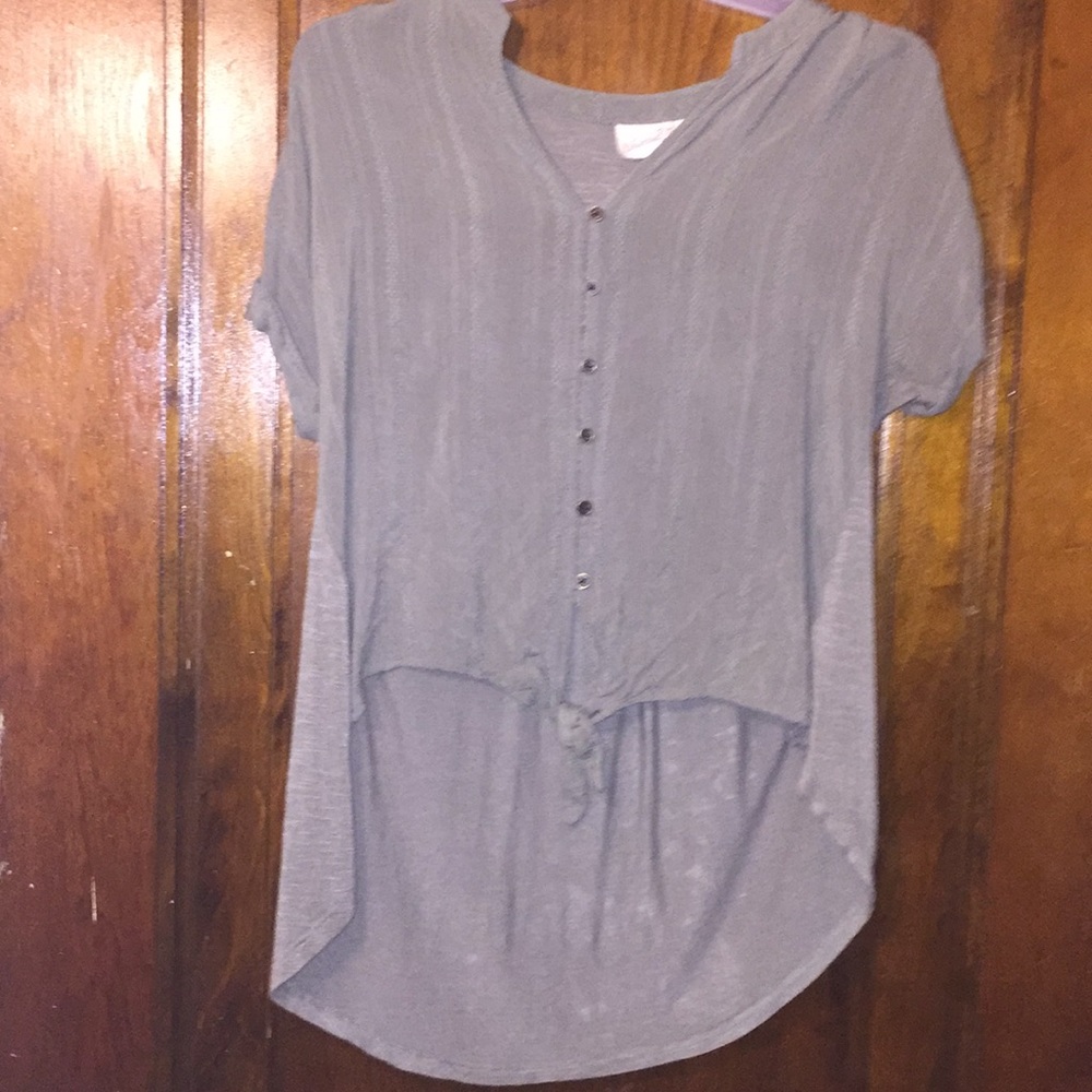 Green button down tee shirt